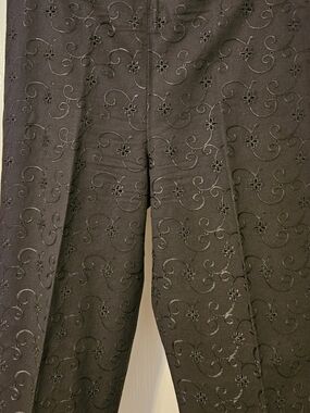 Embroidered Black Pants with Floral Scrolls